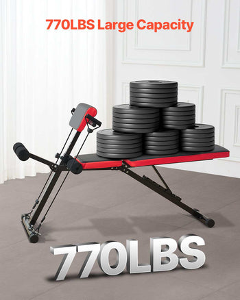 Multi-Functional Weight Bench for Full Body Workout, Roman Chair Hyperextension Bench, 770 lbs Adjustable & Foldable Equipment for Back Arm Core Ab Workout, Sit Up Exercise Machine for Home Gym