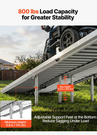 Portable Wheelchair Ramp, 10FT, Non-Slip Aluminum Folding Handicap Ramp for Wheelchair, 800 lbs Capacity, Door Threshold Ramps for Home Steps, Stairs, Entry, Threshold, Doorways, Scooter, Curbs