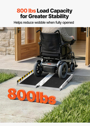 Portable Wheelchair Ramp, 2FT, Non-Slip Aluminum Folding Handicap Ramp for Wheelchair, 800 lbs Capacity, Door Threshold Ramps for Home Steps, Stairs, Entry, Threshold, Doorways, Scooter, Curbs