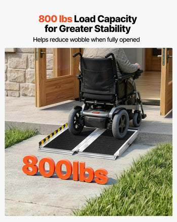 Portable Wheelchair Ramp, 2FT, Non-Slip Aluminum Folding Handicap Ramp for Wheelchair, 800 lbs Capacity, Door Threshold Ramps for Home Steps, Stairs, Entry, Threshold, Doorways, Scooter, Curbs