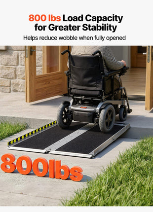Portable Wheelchair Ramp, 4FT, Non-Slip Aluminum Folding Handicap Ramp for Wheelchair, 800 lbs Capacity, Door Threshold Ramps for Home Steps, Stairs, Entry, Threshold, Doorways, Scooter, Curbs