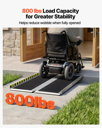 Portable Wheelchair Ramp, 4FT, Non-Slip Aluminum Folding Handicap Ramp for Wheelchair, 800 lbs Capacity, Door Threshold Ramps for Home Steps, Stairs, Entry, Threshold, Doorways, Scooter, Curbs