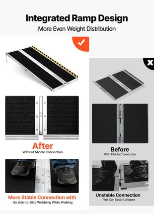 Portable Wheelchair Ramp, 5FT, Non-Slip Aluminum Folding Handicap Ramp for Wheelchair, 800 lbs Capacity, Door Threshold Ramps for Home Steps, Stairs, Entry, Threshold, Doorways, Scooter, Curbs