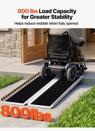 Portable Wheelchair Ramp, 5FT, Non-Slip Aluminum Folding Handicap Ramp for Wheelchair, 800 lbs Capacity, Door Threshold Ramps for Home Steps, Stairs, Entry, Threshold, Doorways, Scooter, Curbs