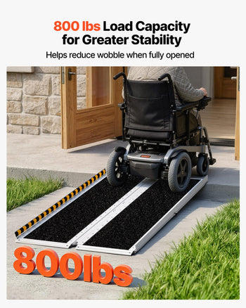 Portable Wheelchair Ramp, 5FT, Non-Slip Aluminum Folding Handicap Ramp for Wheelchair, 800 lbs Capacity, Door Threshold Ramps for Home Steps, Stairs, Entry, Threshold, Doorways, Scooter, Curbs