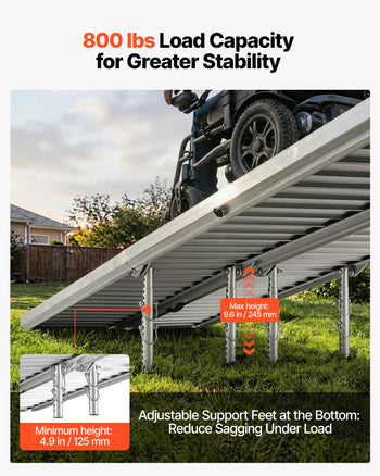 Portable Wheelchair Ramp, 7FT, Non-Slip Aluminum Folding Handicap Ramp for Wheelchair, 800 lbs Capacity, Door Threshold Ramps for Home Steps, Stairs, Entry, Threshold, Doorways, Scooter, Curbs
