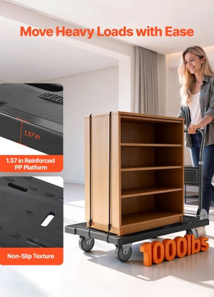 Foldable Push Cart Dolly, 1000 lbs Capacity, Folding Platform Truck with Swivel Wheels, Moving Platform Hand Truck Flatbed Cart, Space Saving Push Handle, for Easy Storage, 35.2 x 23.4 x 33.5 in