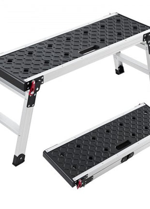 Folding Work Platform, 35.8 x 12.2 in Aluminum Step Stool, 16.5 in Height, 500 lbs Load Capacity, Heavy Duty Platform Ladder with Locks, Portable Work Bench for Painting & Maintenance & Home
