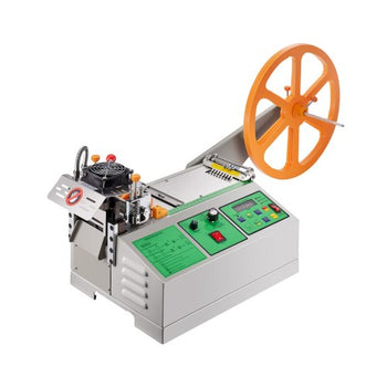 Automatic Webbing Cutting Machine, Hot and Cold Ribbon Cutting Machine with Adjustable Temperature and LCD Display, Zipper Tapes Cutter for Nylon Webbing, Elastic Bands, Shoelaces
