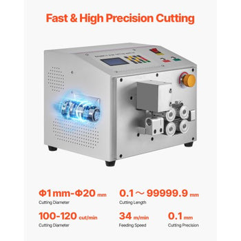 Auto Heat-Shrink Tube Cutter, Automatic Pipe Cutting Machine with LCD Display, 1mm-20mm Cutting Diameter, 0.1mm-99999.9mm Cutting Length, Ideal for PVC PE Tube, Silicone Tube, Soft Water Pipe