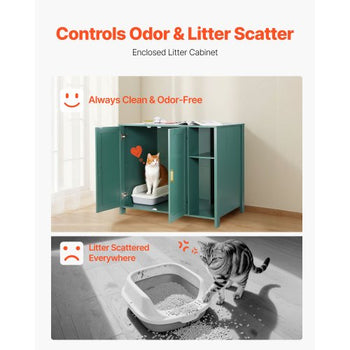 Cat Enclosure, 41.3 in Self Cleaning Litter Box Cabinet, with Drawer & Detachable Divider, Automatic Litterbox Enclosure with Built-in Power Outlet, Fits Most Smart Litterboxes