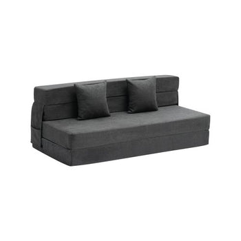 Folding Sofa Bed, 3-in-1 Foldable Couch Bed with 2 Pillows and Washable Cover, 25D High Density Memory Foam Convertible Sleeper Chair Bed, Futon Couch for Living Room, Bedroom, Dark Grey(Queen)