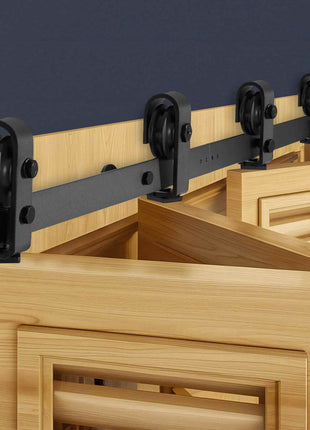 Bi-Folding Sliding Barn Door Hardware Track Kit, 52" Top Mount Track Kit, Slide Smoothly & Quietly, Heavy Duty, Easy to Install, Suitable for Four 12" Closet Pantry Laundry Doors (Not Included)