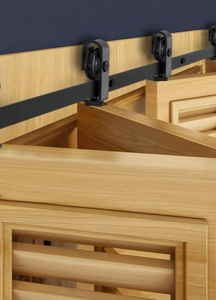 Bi-Folding Sliding Barn Door Hardware Track Kit, 76" Top Mount Track Kit, Slide Smoothly & Quietly, Heavy Duty, Easy to Install, Suitable for Four 18" Closet Pantry Laundry Doors (Not Included)