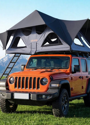 Rooftop Tent, 2-3 Person Foldable Aluminum Roof Top Tent with Tri-Color LED Light, Thick Mattress & 10 Windows, Waterproof Windproof Overland Camping Car Roof Rack Suitable for Jeep SUV Pickup