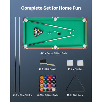 Folding Pool Table, 4.5 ft Portable Billiards Tables, Foldable Space-Saving Entertainment Game Set Includes Ball, Cue, Rack, Chalk, Brush, Brown with Bule Cloth, for Family Use, Recreation Room
