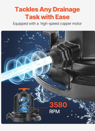 Pool Cover Pump, 1/2 HP 1575 GPH, 120V Submersible Swimming Pool Cover Pump with 25 ft Power Cord, 24 ft Max Head Lift, Water Removal and Transfer Pump, for Pool Draining Inflatable Water Parks