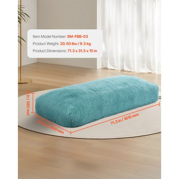 Bean Bag Chair, Giant BeanBag Chair with Removable & Washable Cover for Adults, Fluffy Plush & High-Density Foam Filling Floor Adult Bean Bag with Zapper, Ideal for Living Room, Bedroom, Blue