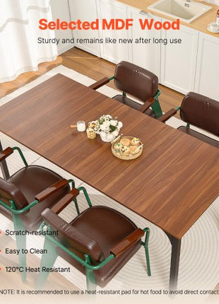 Rectangle Dining Table, 71 inch Length Large Wood Tables for 6-8 Person, Farmhouse Dinner Furniture, Rustic Conference Desk with Iron Legs, for Home Kitchen Living Room, Brown(Only Table)