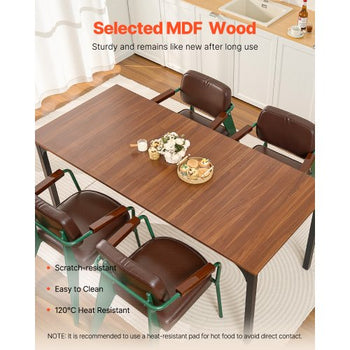 Rectangle Dining Table, 71 inch Length Large Wood Tables for 6-8 Person, Farmhouse Dinner Furniture, Rustic Conference Desk with Iron Legs, for Home Kitchen Living Room, Brown(Only Table)