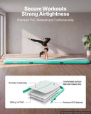 Inflatable Gymnastics Air Mat 13 ft Training Mats w/ Electric Pump, 4 inches Thick Sturdy Tumble Track, Tumbling Mat for Home Use/Gym/Outdoor/Yoga/Cheerleading/Beach/Park/Water, Mint Green