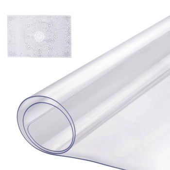 Plastic Table Cover, 16 x 32 Inch 1.5 mm Thick Clear Table Protector, Rectangle PVC Desk Mat, Waterproof & Easy Cleaning Desk Pad Tablecloth, for Office Dresser Dining Room Table Night Stand