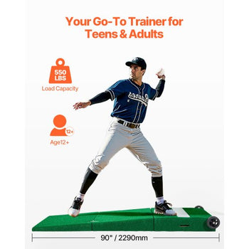 Pitching Mound, Portable Baseball Pitcher's Mound, 90 in IIndoor Outdoor Pitching Practice and Training Equipment, Softball Pitching Aids with Antifade Turf, Pitching Rubber, Carry Handles