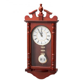 Grandfather Clock, 23.2 in Classic Vintage Pendulum Clock, Pine Wood & MDF Wall Clocks with Quartz Movement and Quiet Design, for Living Room, Bedroom, Home Decor & Gift (Cherry Tone Finish)