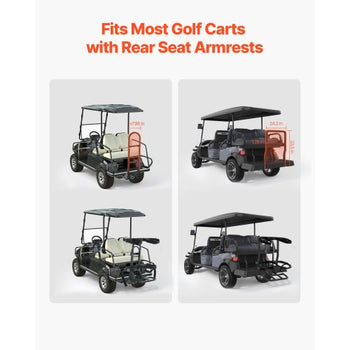Golf Cart Rear Seat Bag Holder, 27.8 x 16.1 x 30.9 inch, Compatible with Most Golf Carts with Rear Seat Grab Bar, Space-Saving Carbon Steel Bag Holder Bracket, No-Drilling Installation, Black