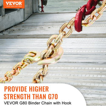 Transport Binder Chain, 4900lbs Working Load Limit, 5/16''x20' G80 Tow Chain Tie Down with Grab Hooks, DOT Certified, Galvanized Coating Manganese Steel for Dock Factory Construction Site, 2Pack