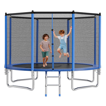 Outdoor Trampoline, 14FT Round Recreational Trampoline with Enclosure Net, ASTM Approved, Heavy Duty Trampolines, Max 450 lbs Weight Capacity, Anti-Rust Backyard Trampolines for Kids & Adults