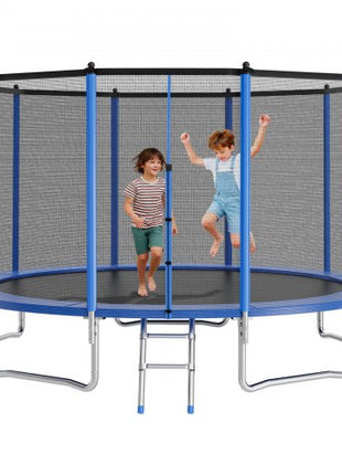 Outdoor Trampoline, 15FT Round Recreational Trampoline with Enclosure Net, ASTM Approved, Heavy Duty Trampolines, Max 470 lbs Weight Capacity, Anti-Rust Backyard Trampolines for Kids & Adults