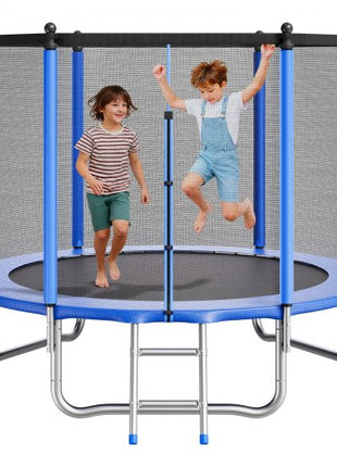 Outdoor Trampoline, 8FT Round Recreational Trampoline with Enclosure Net, ASTM Approved, Heavy Duty Trampolines, Max 265 lbs Weight Capacity, Anti-Rust Backyard Trampolines for Kids & Adults