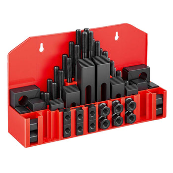 58 Piece 5/8" T-Slot Clamping Kit Hold Down Clamp 1/2"-13 Stud Size, for Bridgeport Mills, Standard Milling Machine, Drill Press, Heat Treated and Precision Ground, Flexible Height Adjustment