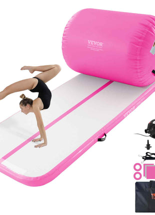Inflatable Gymnastics Air Mat Set, 2 PCS Tumbling Mat, Tumble Track with Electric Pump, Air Roller Barrel Gymnastics Equipment, Training Mats for Home Use/Gym/Yoga/Cheerleading/Beach/Park/Water