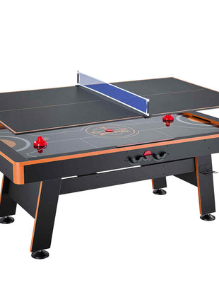 3-in-1 Combo Game Table Set 80" Air Hockey Ping-Pong Dining Table, Space-Saving for Family Game Room Entertainment, Multi Combination Arcade Hockey Table, Complete Accessory Set Included
