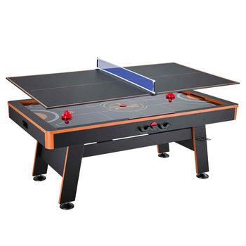 3-in-1 Combo Game Table Set 80" Air Hockey Ping-Pong Dining Table, Space-Saving for Family Game Room Entertainment, Multi Combination Arcade Hockey Table, Complete Accessory Set Included