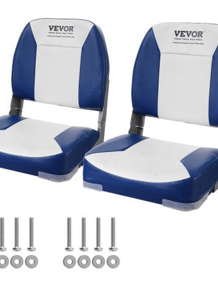 Boat Seat Low Back Fold-Down Fishing Boat Chair with Sponge Padding 2 Pack