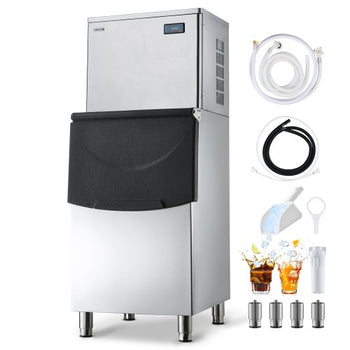Commercial Ice Maker Machine, 450LBS/24H Ice-Making Machine with 250LBS Stainless Steel Storage Bin, Auto Self-Cleaning Ice Maker with Touchscreen for Bar Cafe Restaurant Business Commercial