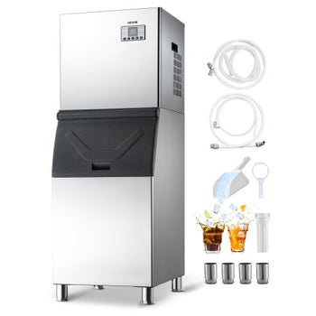 Commercial Ice Maker Machine, 550LBS/24H Ice-Making Machine with 300LBS Stainless Steel Storage Bin, Auto Self-Cleaning Ice Maker with Touchscreen for Bar Cafe Restaurant Business Commercial