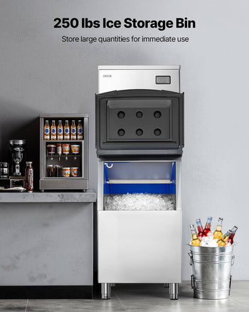 Commercial Ice Maker Machine, 650LBS/24H Ice-Making Machine with 250LBS Stainless Steel Storage Bin, Auto Self-Cleaning Ice Maker with Touchscreen for Bar Cafe Restaurant Business Commercial