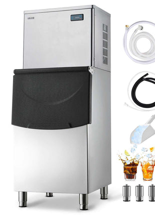 Commercial Ice Maker Machine, 650LBS/24H Ice-Making Machine with 250LBS Stainless Steel Storage Bin, Auto Self-Cleaning Ice Maker with Touchscreen for Bar Cafe Restaurant Business Commercial