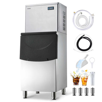 Commercial Ice Maker Machine, 650LBS/24H Ice-Making Machine with 250LBS Stainless Steel Storage Bin, Auto Self-Cleaning Ice Maker with Touchscreen for Bar Cafe Restaurant Business Commercial