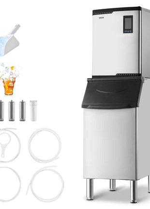 Commercial Ice Maker Machine, 800LBS/24H Ice-Making Machine with 300LBS Stainless Steel Storage Bin, Auto Self-Cleaning Ice Maker with Touchscreen for Bar Cafe Restaurant Business Commercial