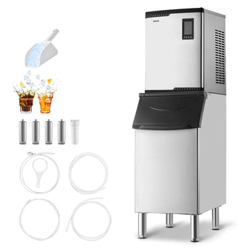 Commercial Ice Maker Machine, 800LBS/24H Ice-Making Machine with 300LBS Stainless Steel Storage Bin, Auto Self-Cleaning Ice Maker with Touchscreen for Bar Cafe Restaurant Business Commercial