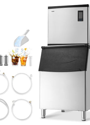 Commercial Ice Maker Machine, 1000LBS/24H Ice-Making Machine with 500LBS Stainless Steel Storage Bin, Auto Self-Cleaning Ice Maker with Touchscreen for Bar Cafe Restaurant Business Commercial