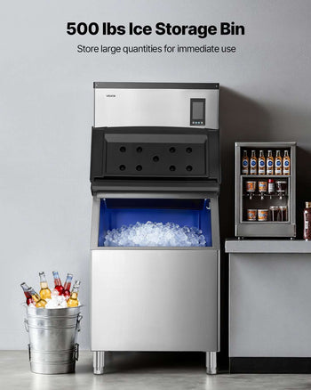 Commercial Ice Maker Machine, 1000LBS/24H Ice-Making Machine with 500LBS Stainless Steel Storage Bin, Auto Self-Cleaning Ice Maker with Touchscreen for Bar Cafe Restaurant Business Commercial