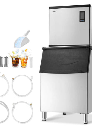 Commercial Ice Maker Machine, 1000LBS/24H Ice-Making Machine with 500LBS Stainless Steel Storage Bin, Auto Self-Cleaning Ice Maker with Touchscreen for Bar Cafe Restaurant Business Commercial