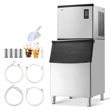 Commercial Ice Maker Machine, 1000LBS/24H Ice-Making Machine with 500LBS Stainless Steel Storage Bin, Auto Self-Cleaning Ice Maker with Touchscreen for Bar Cafe Restaurant Business Commercial