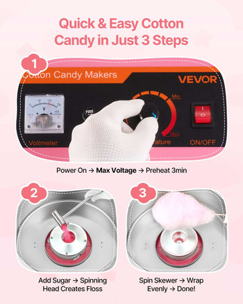 Electric Cotton Candy Machine, 1000W Commercial Floss Maker With Cover, Commercial Cotton Candy Machine w/Stainless Steel Bowl & Sugar Scoop, Ideal for Carnival, Birthday, Family Party, Pink